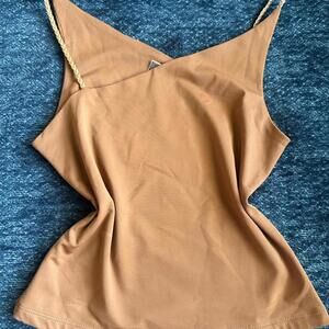 Vintage Y2K boho cami with asymmetrical neckline and braided spaghetti straps